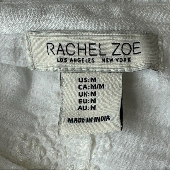 Rachel Zoe White Flower Embroidered Boho Peasant Baby Doll Top Size M - Picture 7 of 9